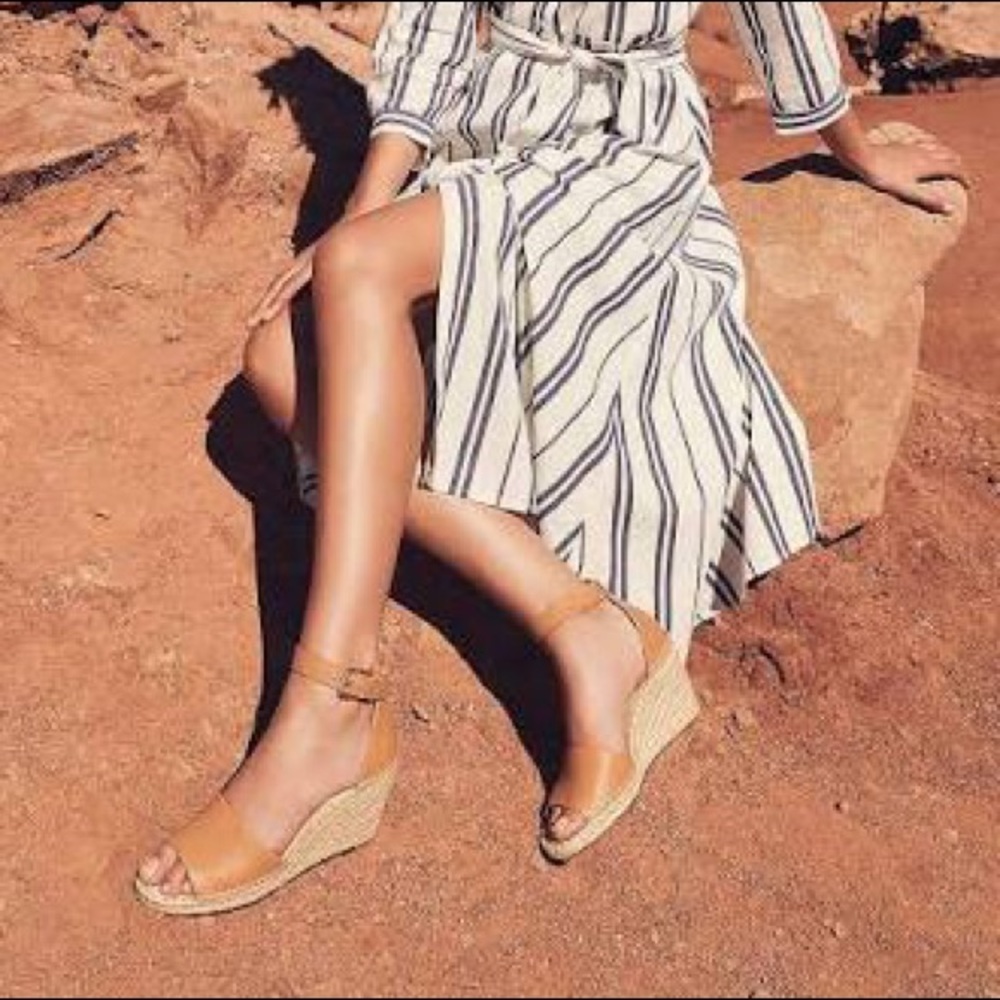 VINCE. | Leather Open Tie Espadrilles Wedges